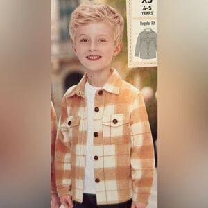 Lily & Dan Kids Plaid Shirt Jacket - Tan